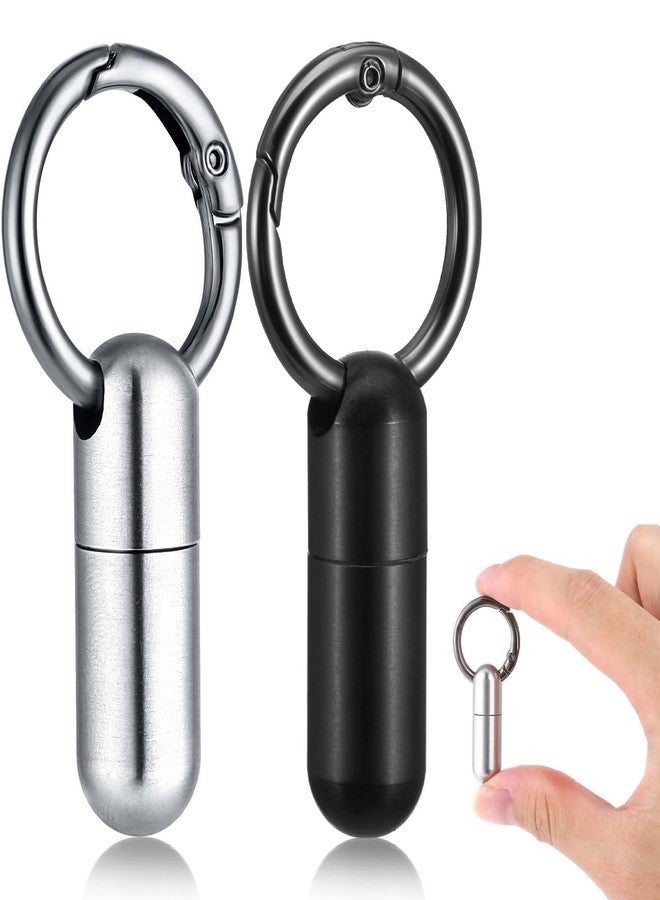 Qianyu 2 PCS Micro Keychain Pill Holder Small Pill Case Waterproof Medicine Organizer Tiny Pills Holder Bottle Portable Container with Keyring for Travel Outdoor Purse Pocket - Image 1
